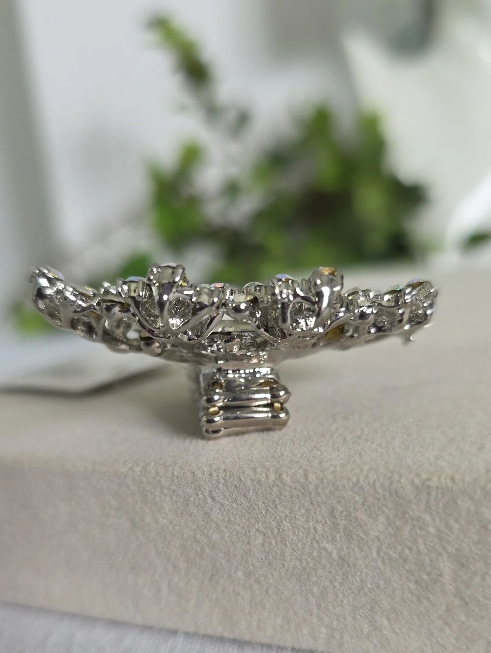 Silver Statement Stretch Ring | Oversized Crystal & AB Rhinestone Oval Cluster